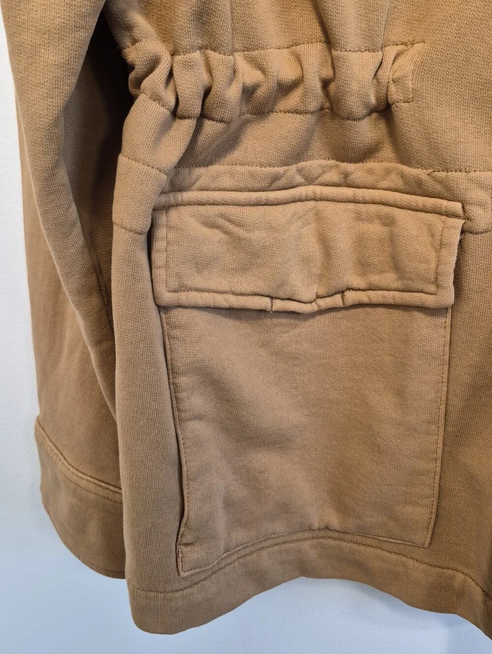 Mutual Weave French Terry Shacket Cotton Knit Jacket Shirt Utility Tan Mens Sz L